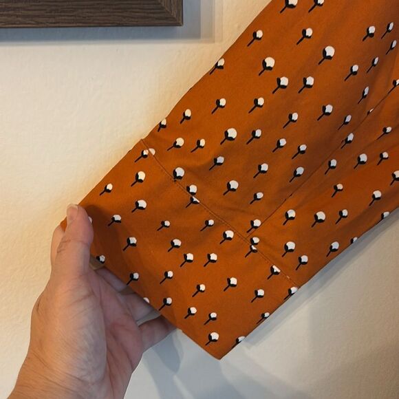 Chico's Tops Orange Burnt Cotton Flower Button Down Shirt women blouse size 16! - Picture 6 of 11